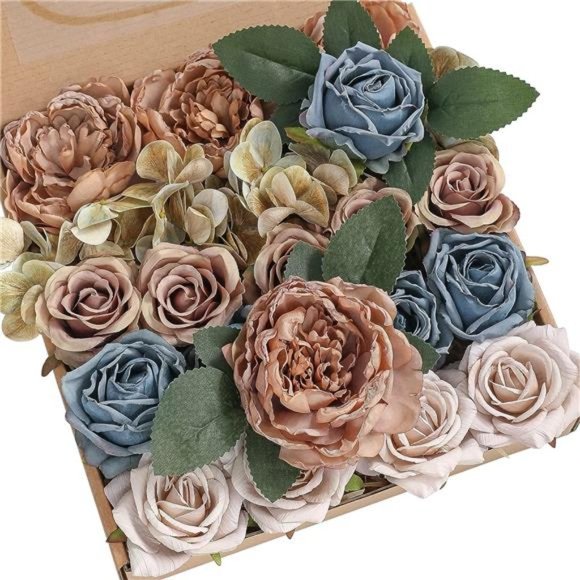 Artificial Flowers Combo Box Set Gradient Color Flower Leaf w/ Stems DIY Wedding - Picture 1 of 6